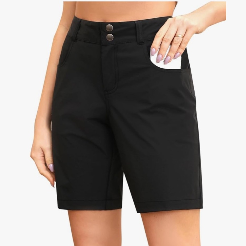 HOLIPICK 10" Athletic Stretch Shorts w Pockets for Hiking or Golf Women's Size